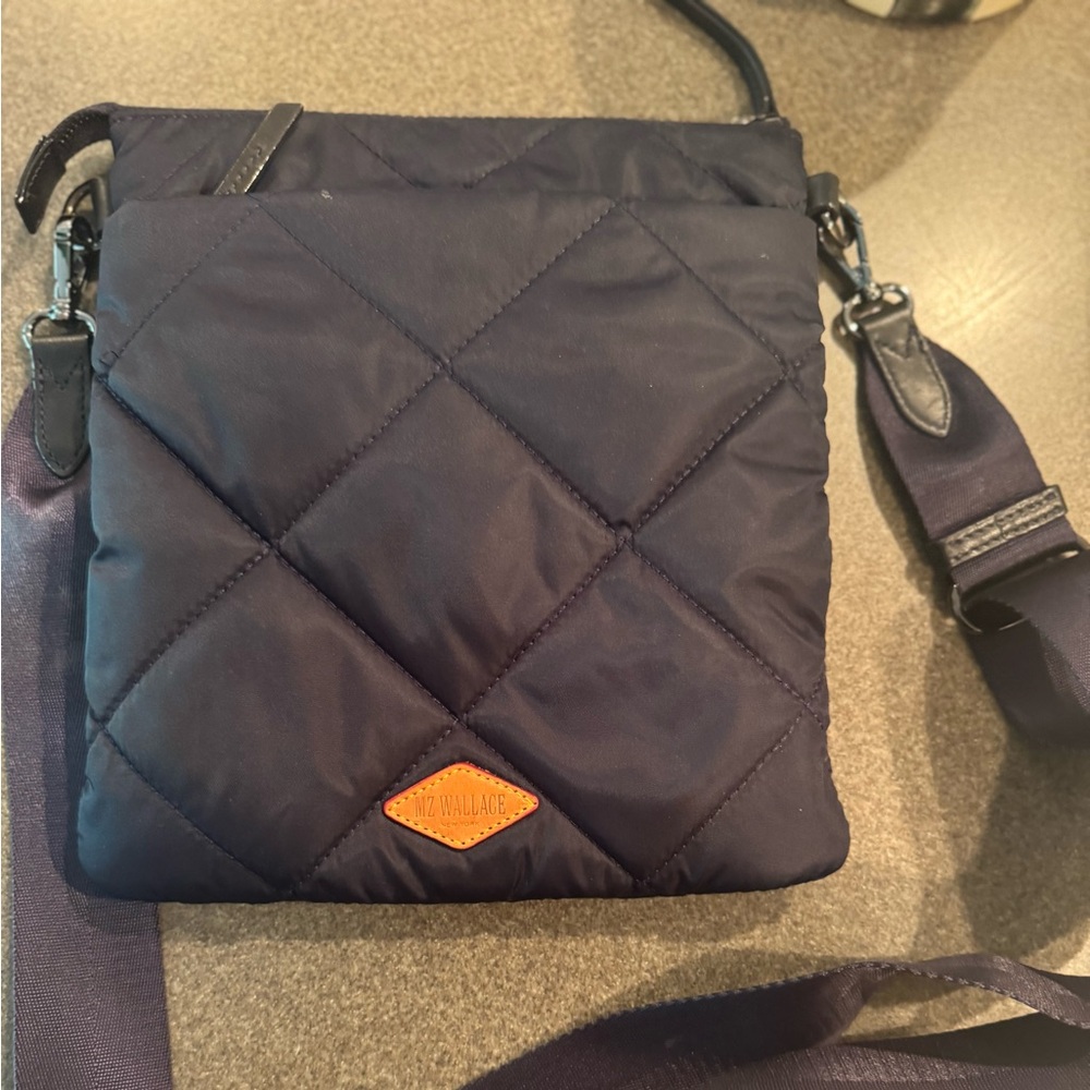 MZ Wallace Navy Quilted Crossbody Bag